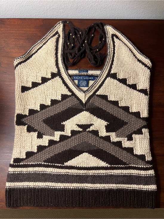 Ralph Lauren Tops - Vintage Ralph Lauren Western Hand-Knit Halter Top Cashmere, Wool, Angora